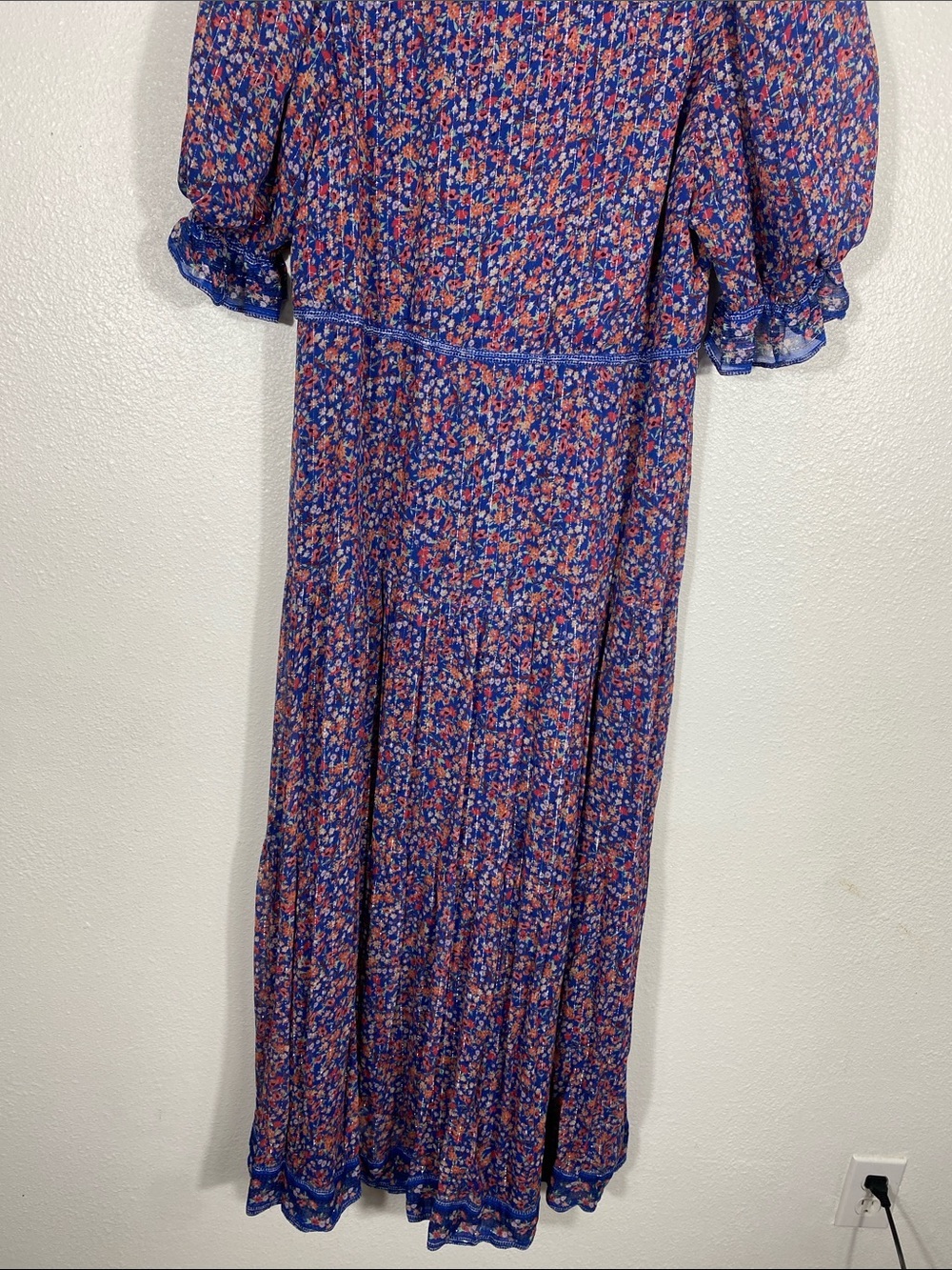 SAYLOR Blue Multi Floral Puff-Sleeve Maxi Dress Size L 90% Viscose - Picture 8 of 16